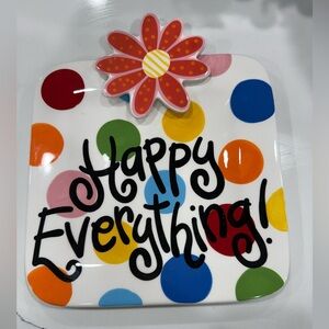 RETIRED COTON COLORS HAPPY EVERYTHING PLATTER With flower ATTACHMENT